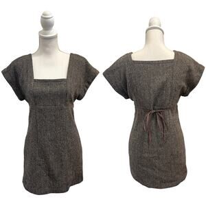 VTG Paul &‎ Joe Brown Tweed Wool Blend Shift Dress Size Small Heritage Preppy